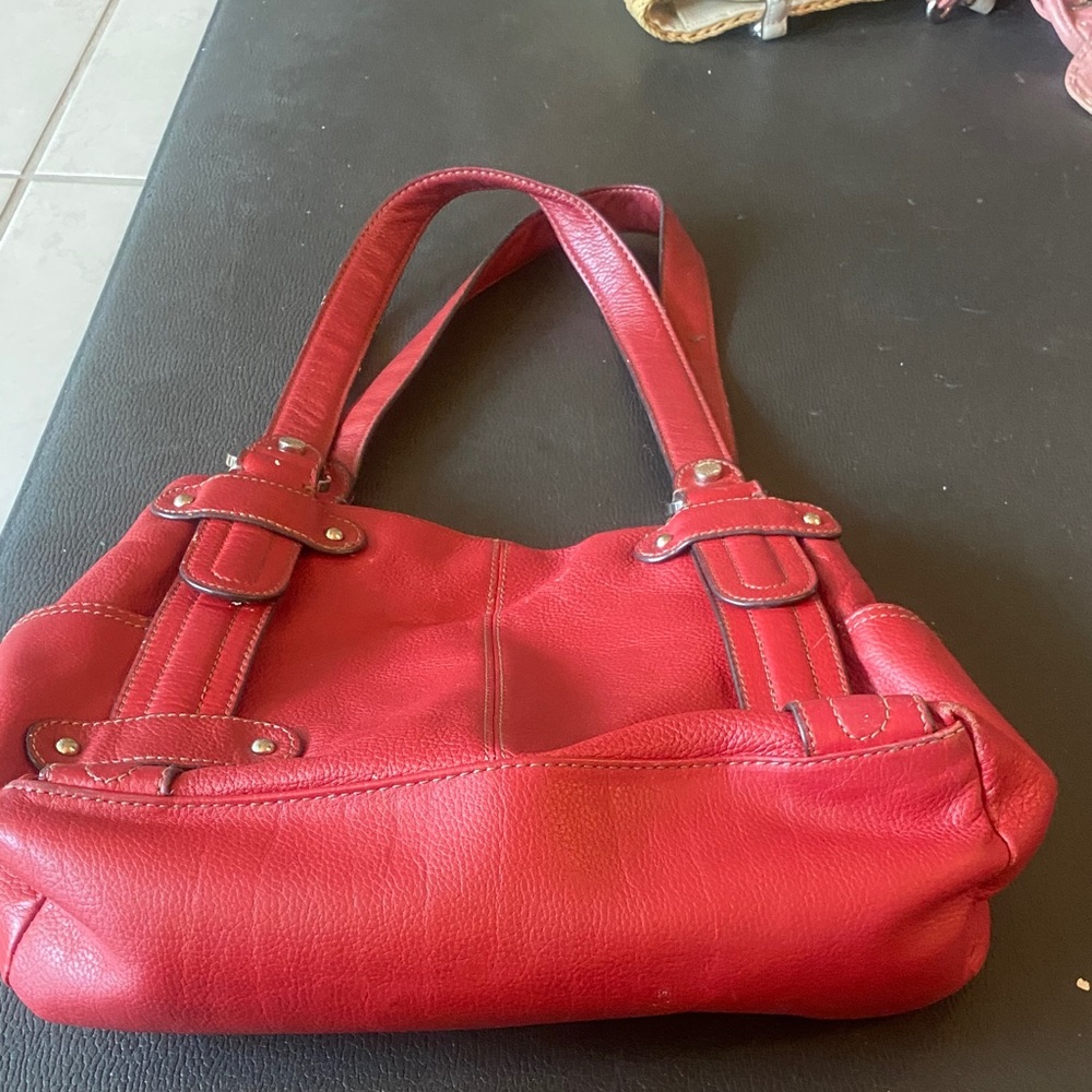 Tignanello Elegant Red Leather Handbag